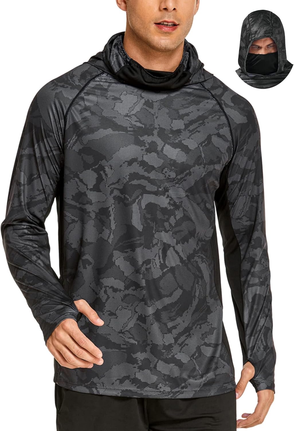 Fishing Equipment Clearance - Men's Hooded Sun Shirts with Mask
